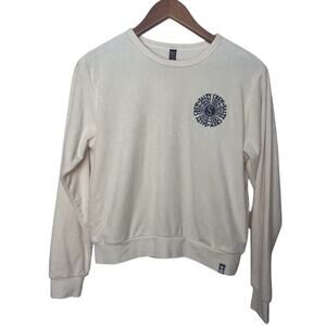 Salty Crew Women’s Sz XS Ivory Terry Cropped Sweatshirt Find Refuge In The Sea